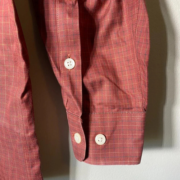 Orvis Men's Large Comfort Stretch Twill Long Sleeve Button Down Plaid Shirt Red - Picture 9 of 16